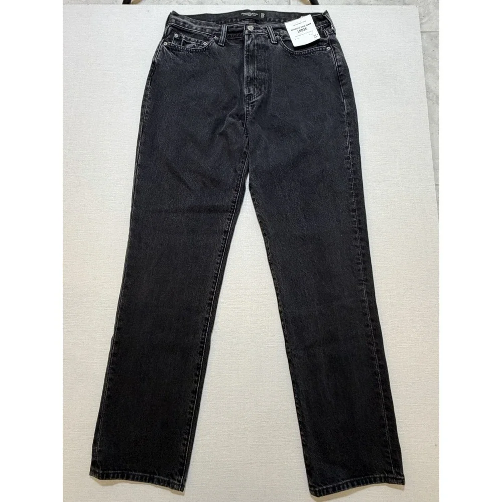 Abercrombie & Fitch Authentic Rigid Denim Loose Men's Size 30x34 Zipper Fly NWT